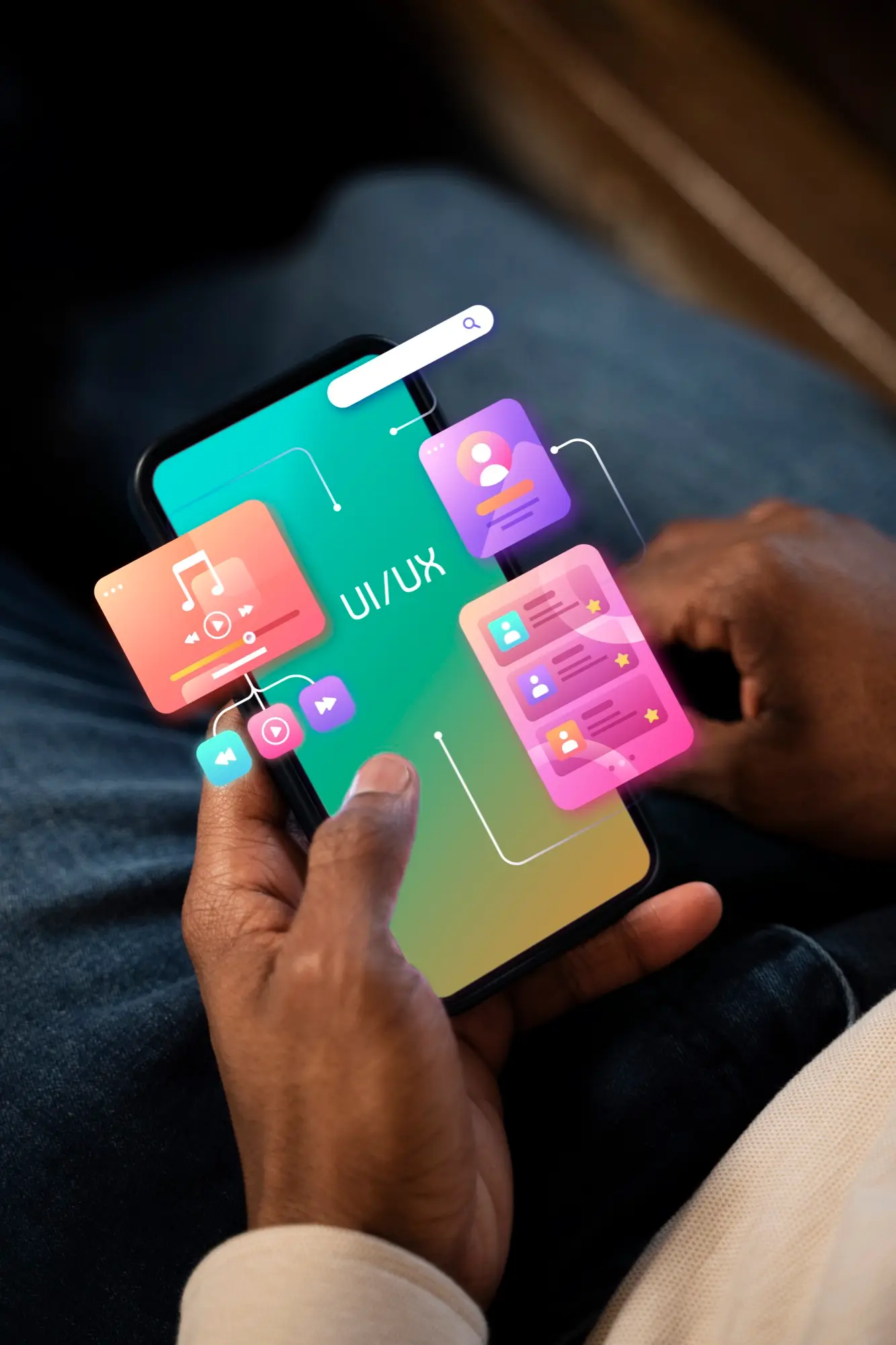 Maquettes d'interface d'application mobile sur un smartphone — développement d'applications à Bruxelles